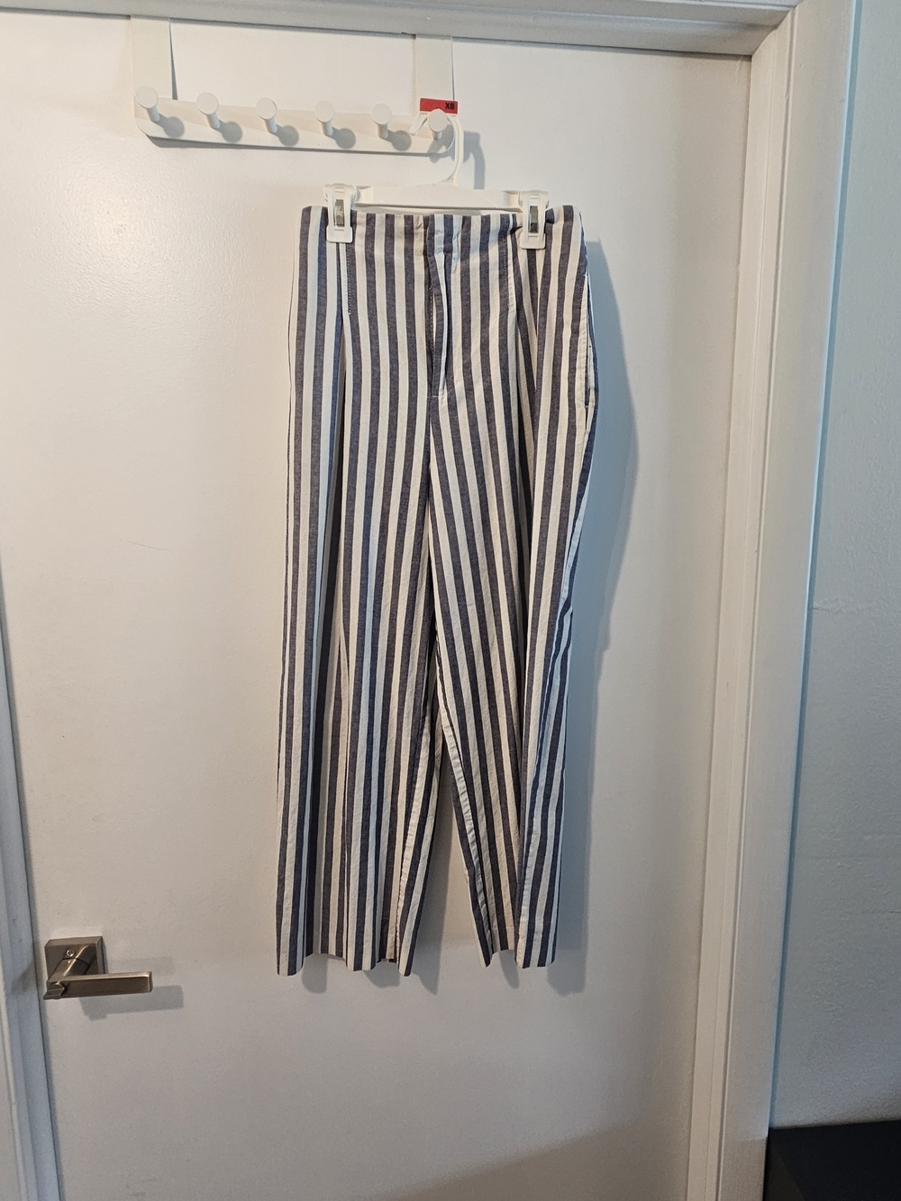 Zara Navy and White Vertical Stripe Chinos
